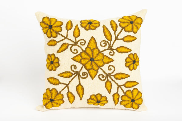 Kissenbezug beige mit braunen Blumen - Harmonia handmade soul