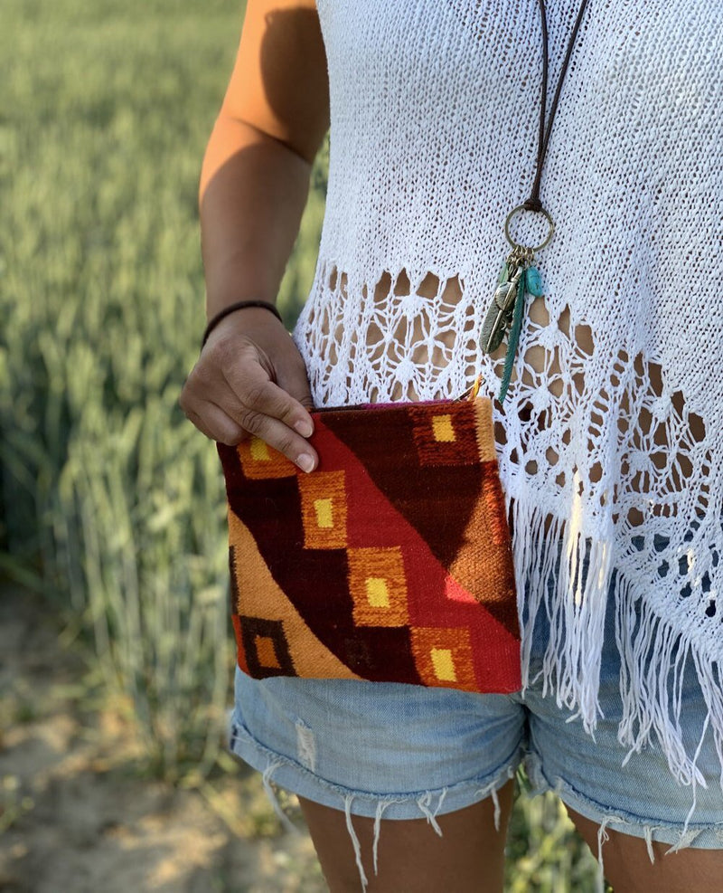 Handtasche rot orange pink gemustert - Harmonia handmade soul